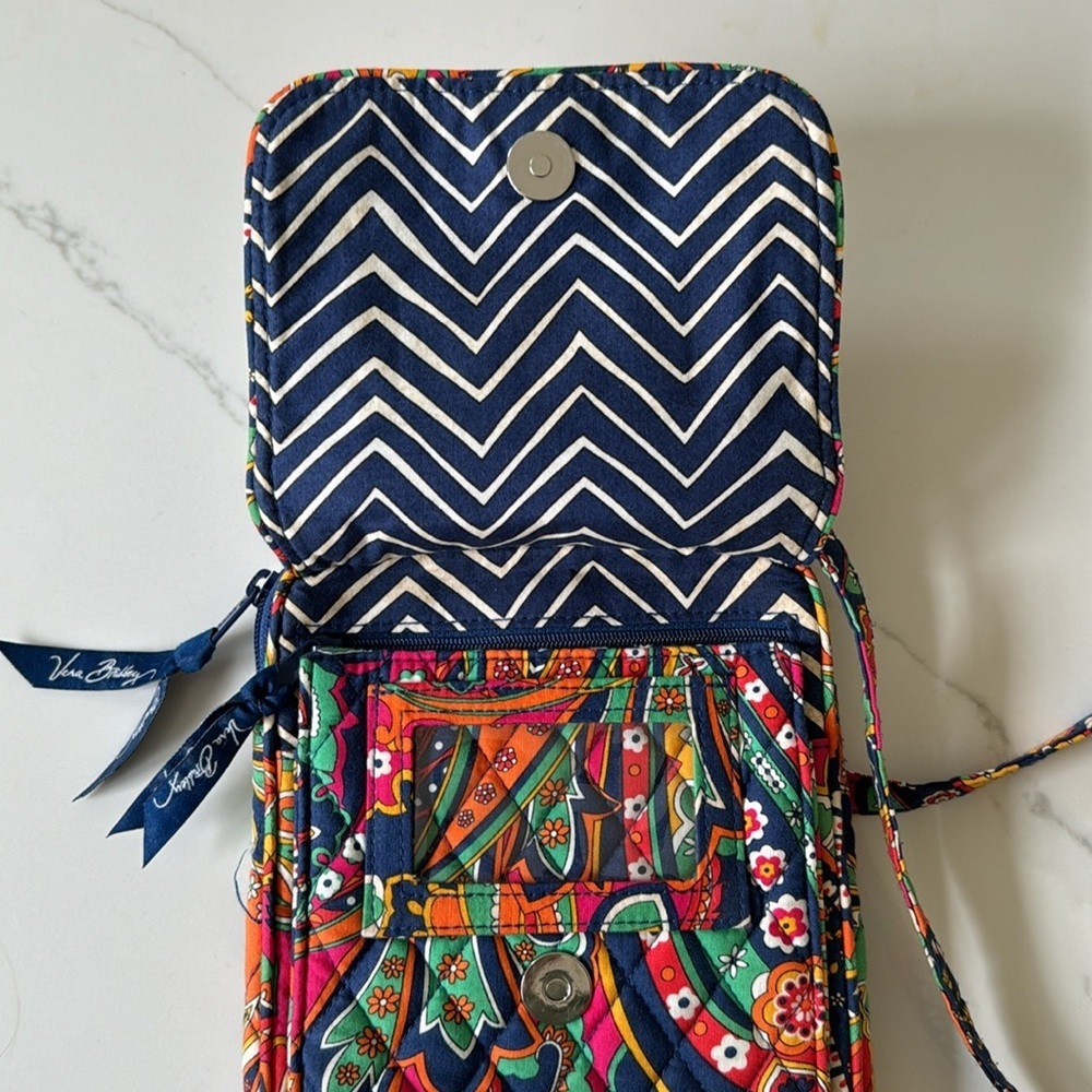 VERA BRADLEY bag cotton blue yellow mini hipster crossbody Venetian paisley - Picture 5 of 7